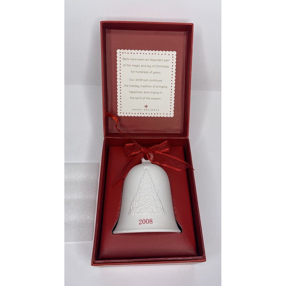 Hallmark White Porcelain Bell Christmas Ornament Decoration 2008 Damaged‎ Box